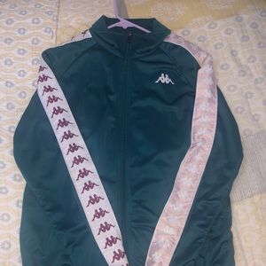 Teal and pink kappa suit, size small